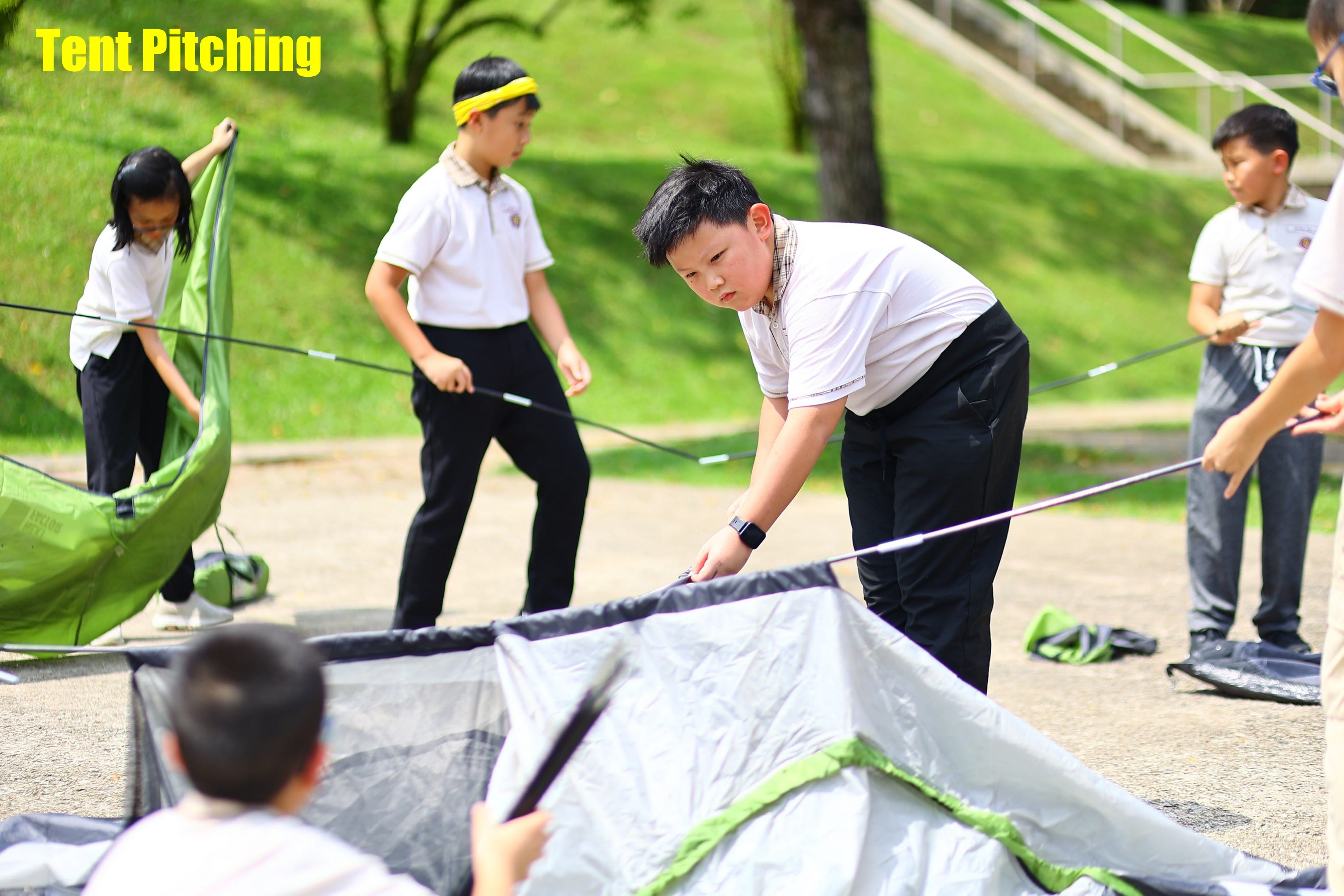 A group of P5s pitching their tent